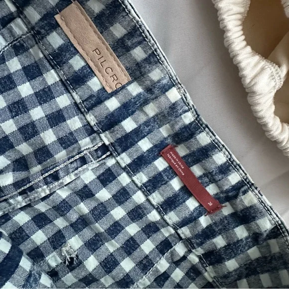 Pilcro Blue Checkered Wide Leg Pants - Picture 3 of 4